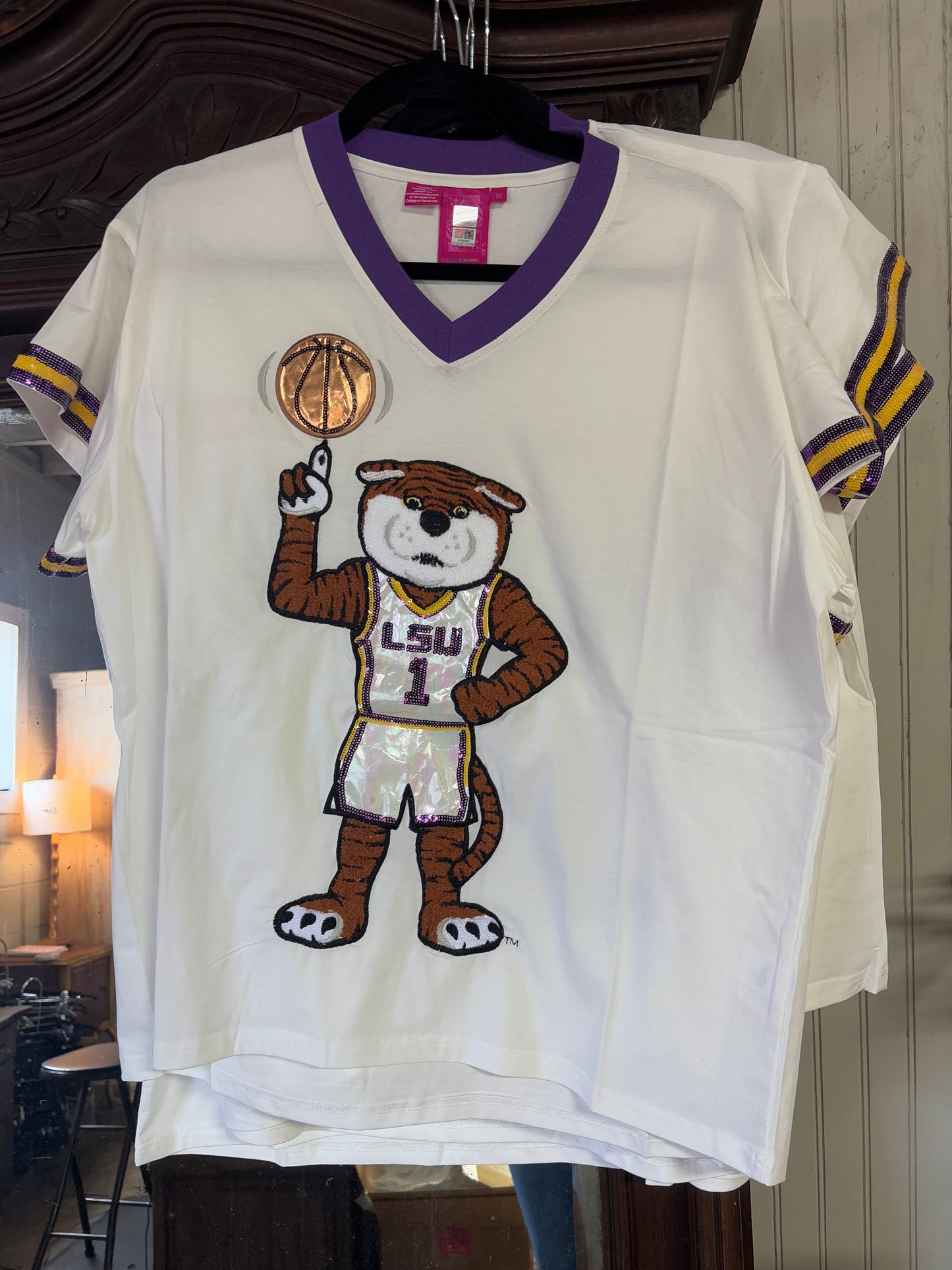 Queen Of Sparkles LSU Basketball Jersey Tee