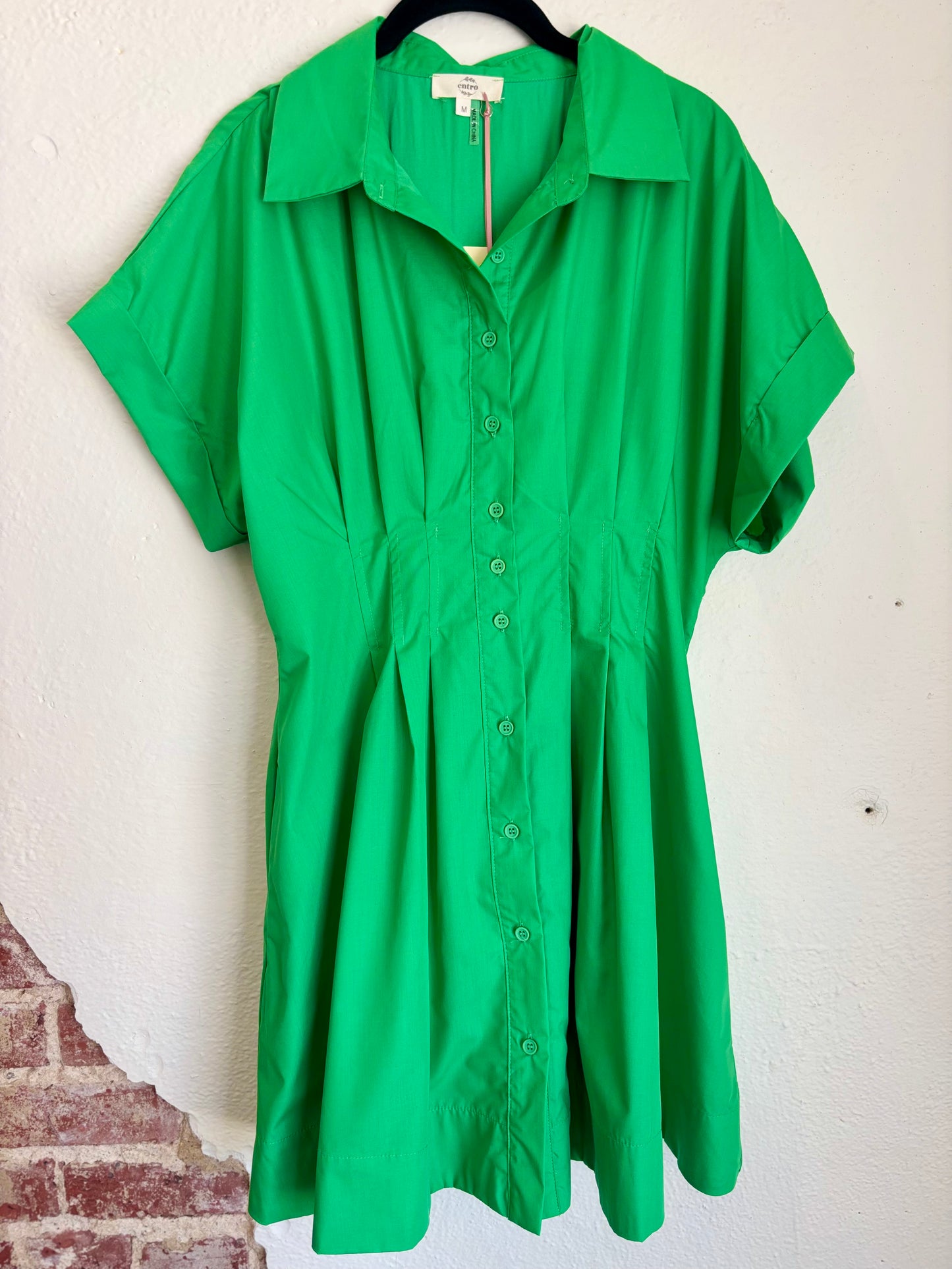 Kelly Green Button Up Dress