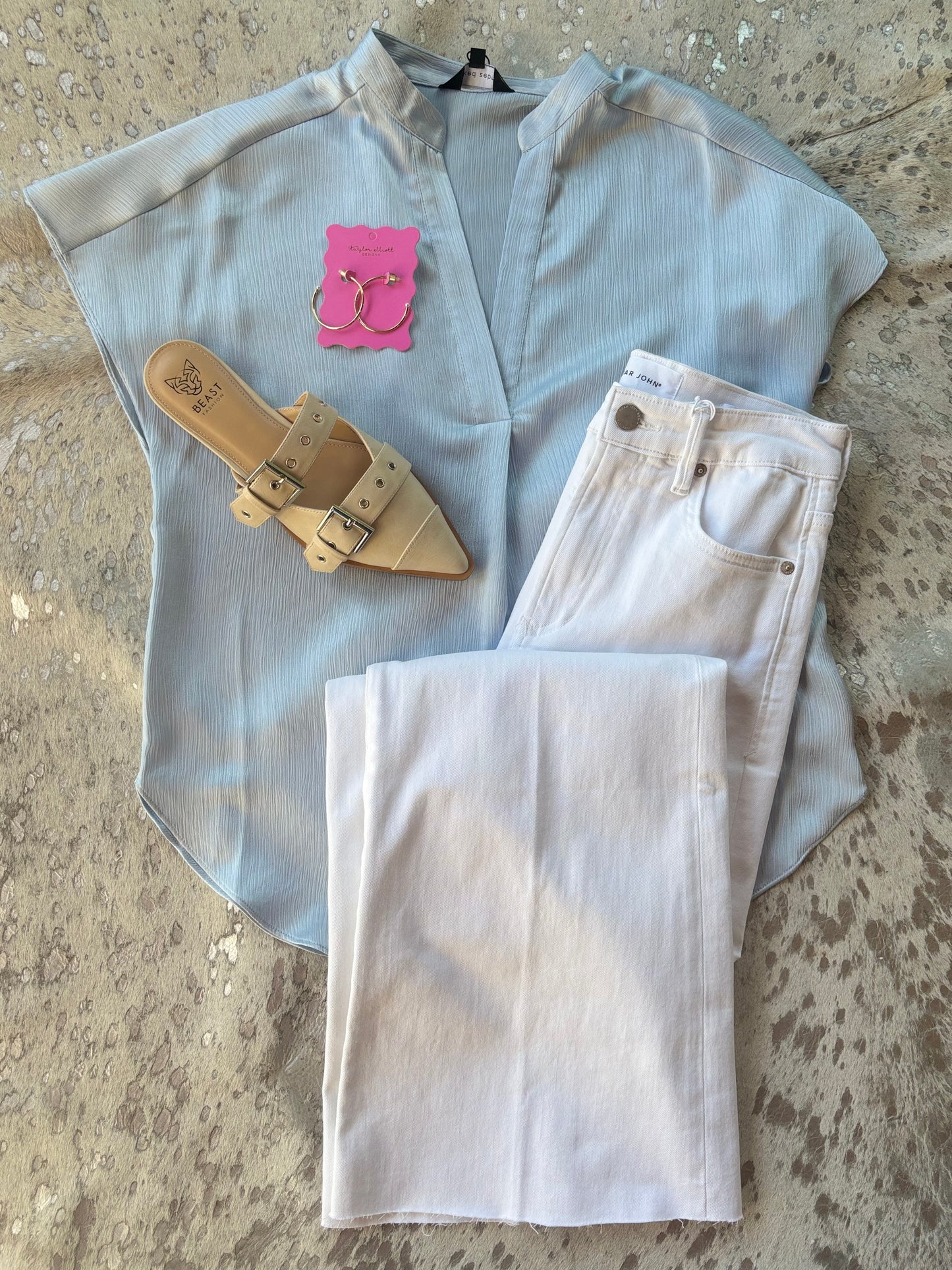 Ice Blue Drop Shoulder Top