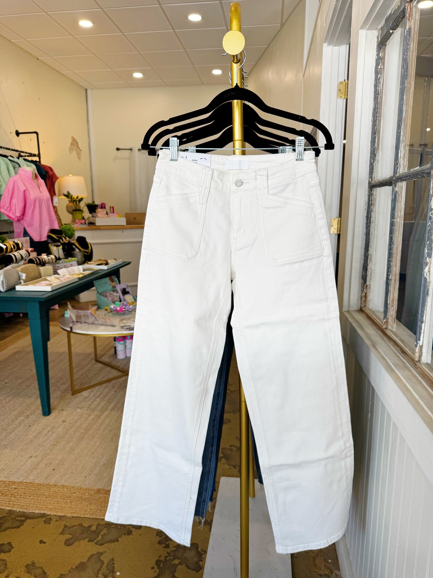 White Pocket Vervet Jeans