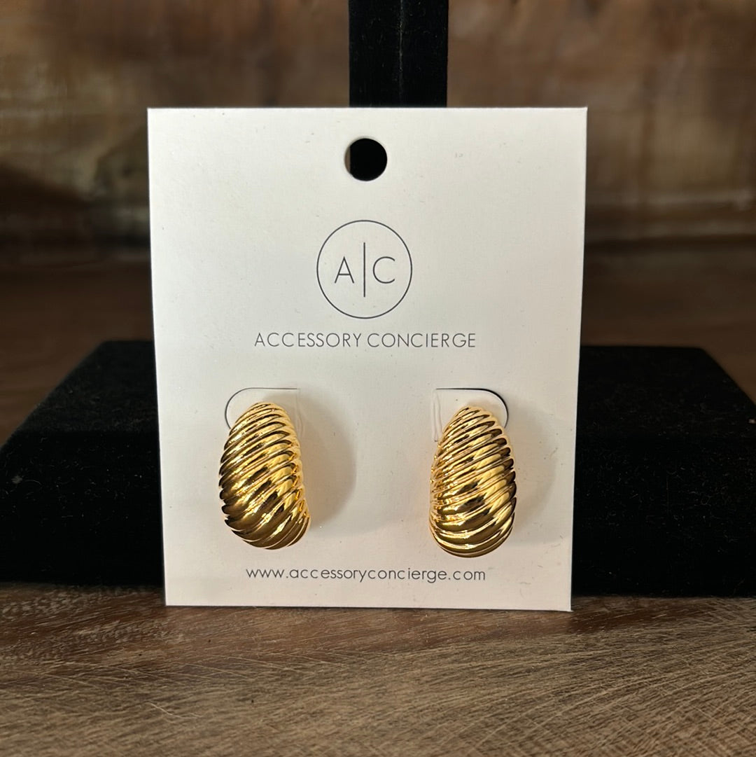 AC Gold Ribbed Tear Drop