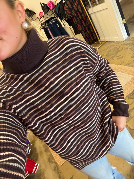 Turtle Neck Striped Sweater