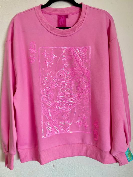 Queen Of Sparkles Pink Queen Card Logo Sweatshirt
