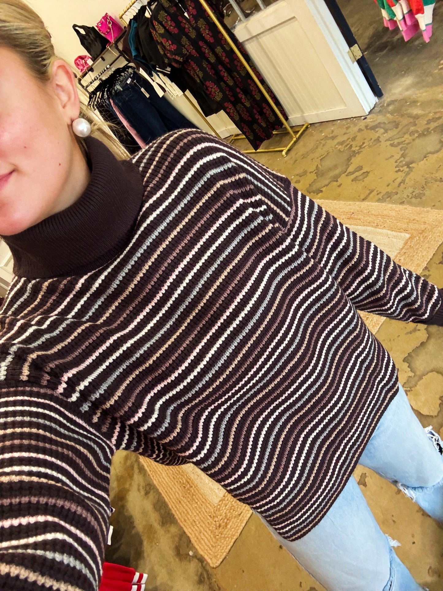 Turtle Neck Striped Sweater