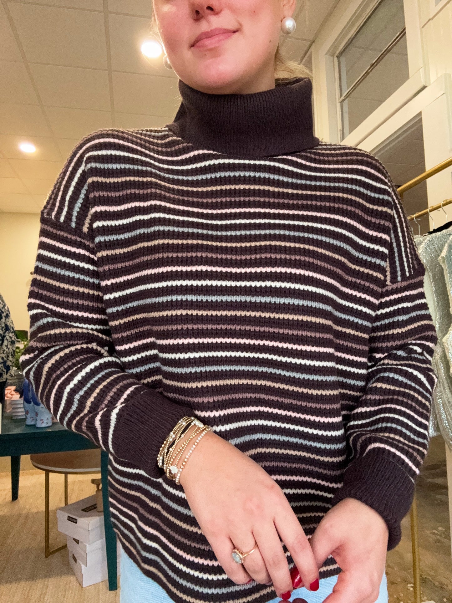 Turtle Neck Striped Sweater