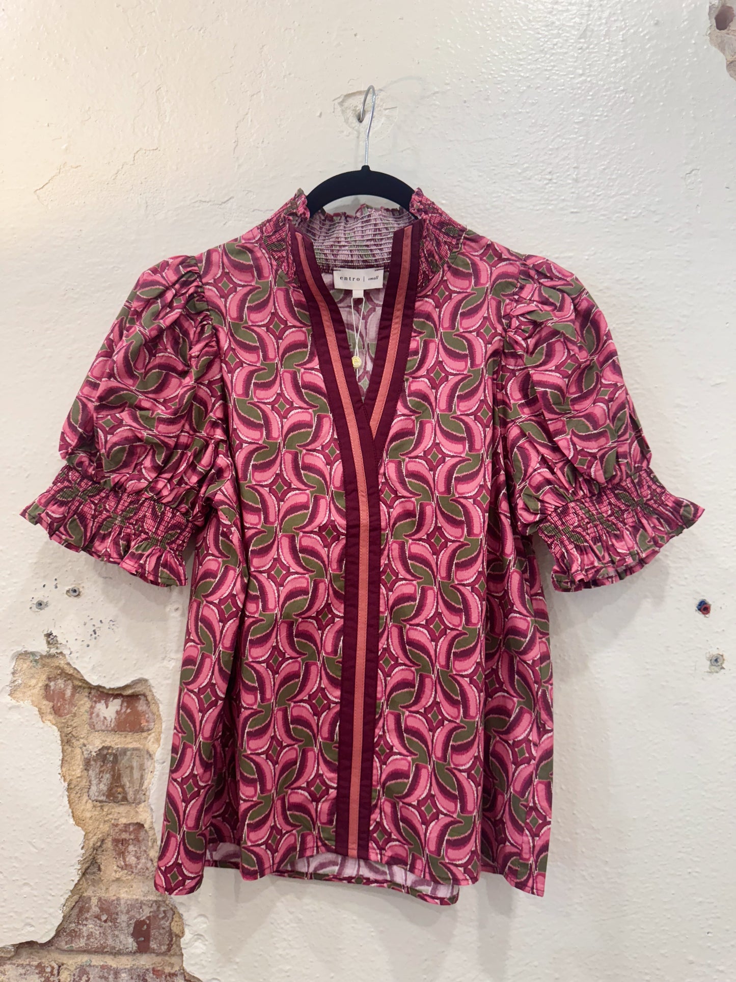 Maroon Ribbon Detail Top