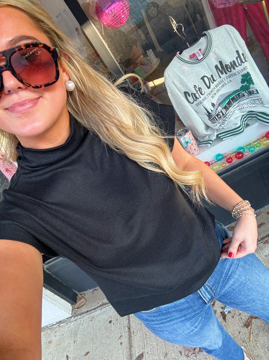 Mock Neck Short Sleeve Sweater