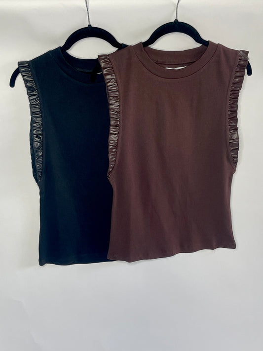 Bridget Leather Sleeve Top