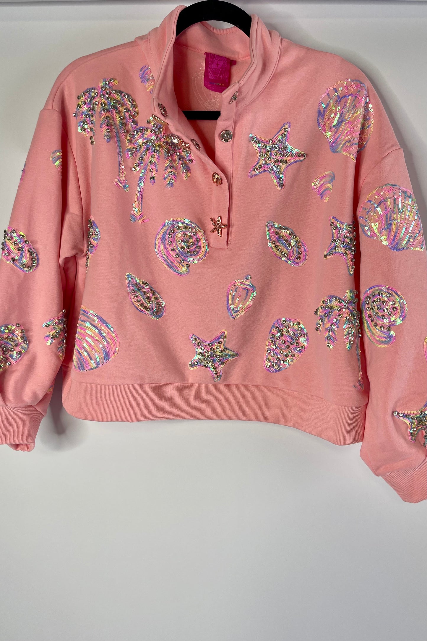 Queen of Sparkles Light Pink Multi Shell Sweatshirt