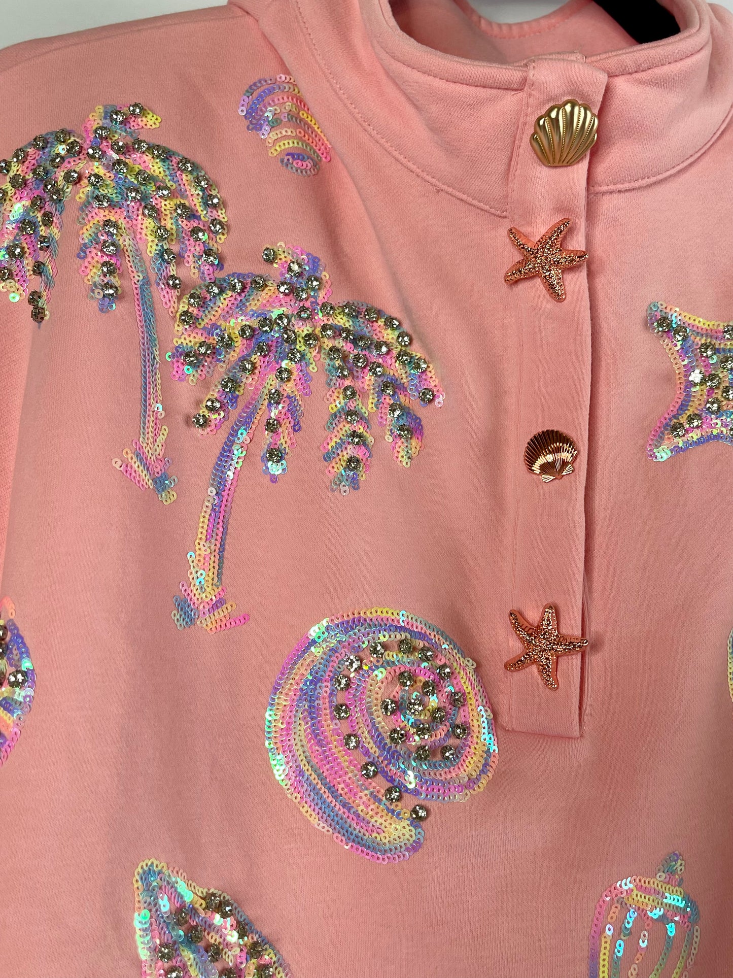 Queen of Sparkles Light Pink Multi Shell Sweatshirt