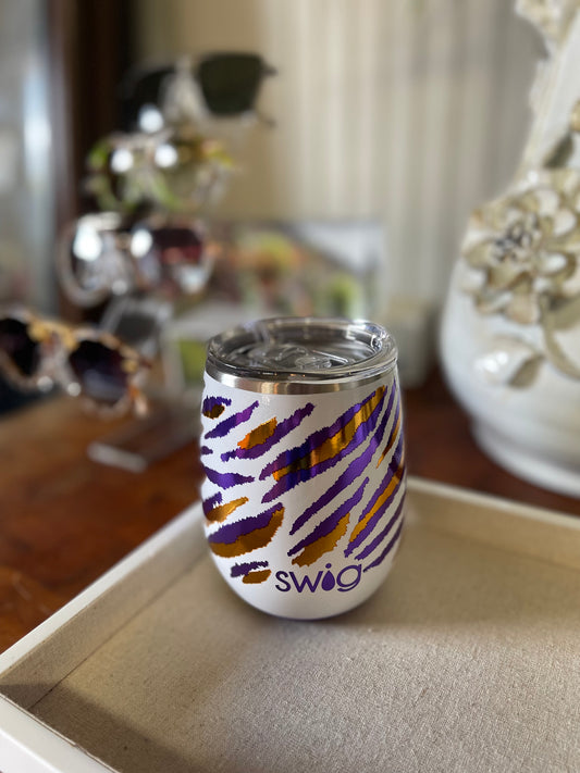 LSU Stripe Wine Cup 14oz