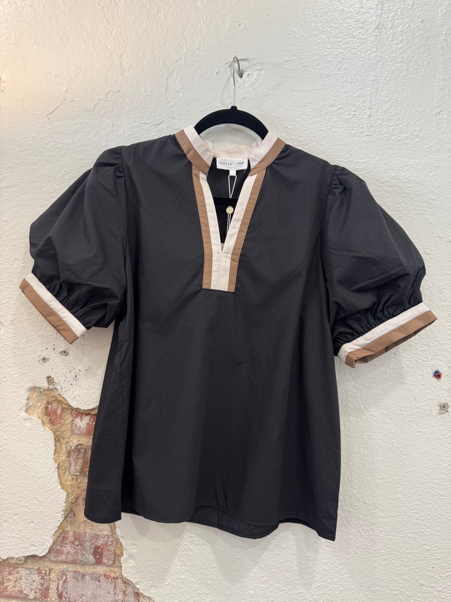 Two-Tone Puff Sleeve Top