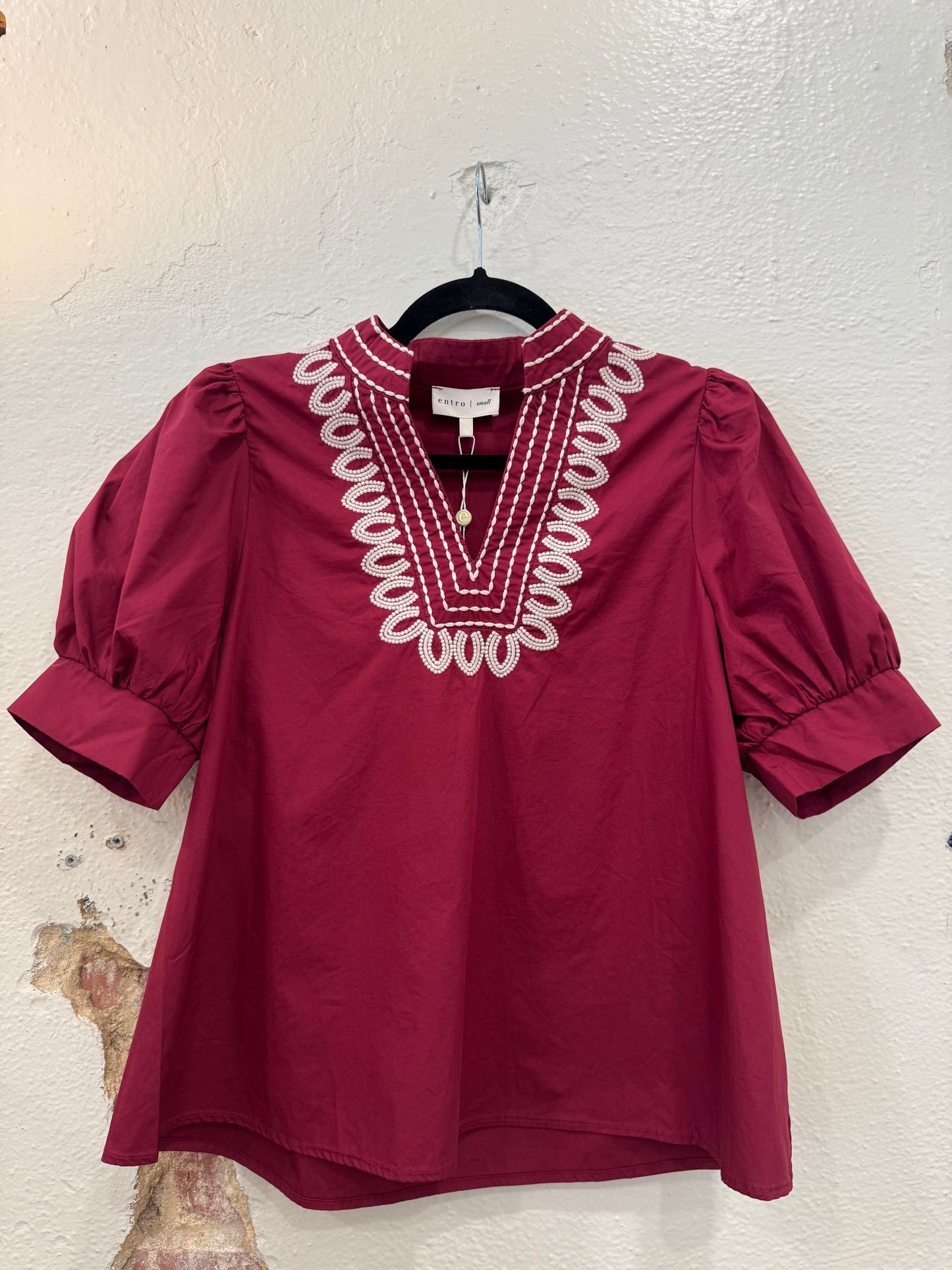 Maroon Embroidered Top