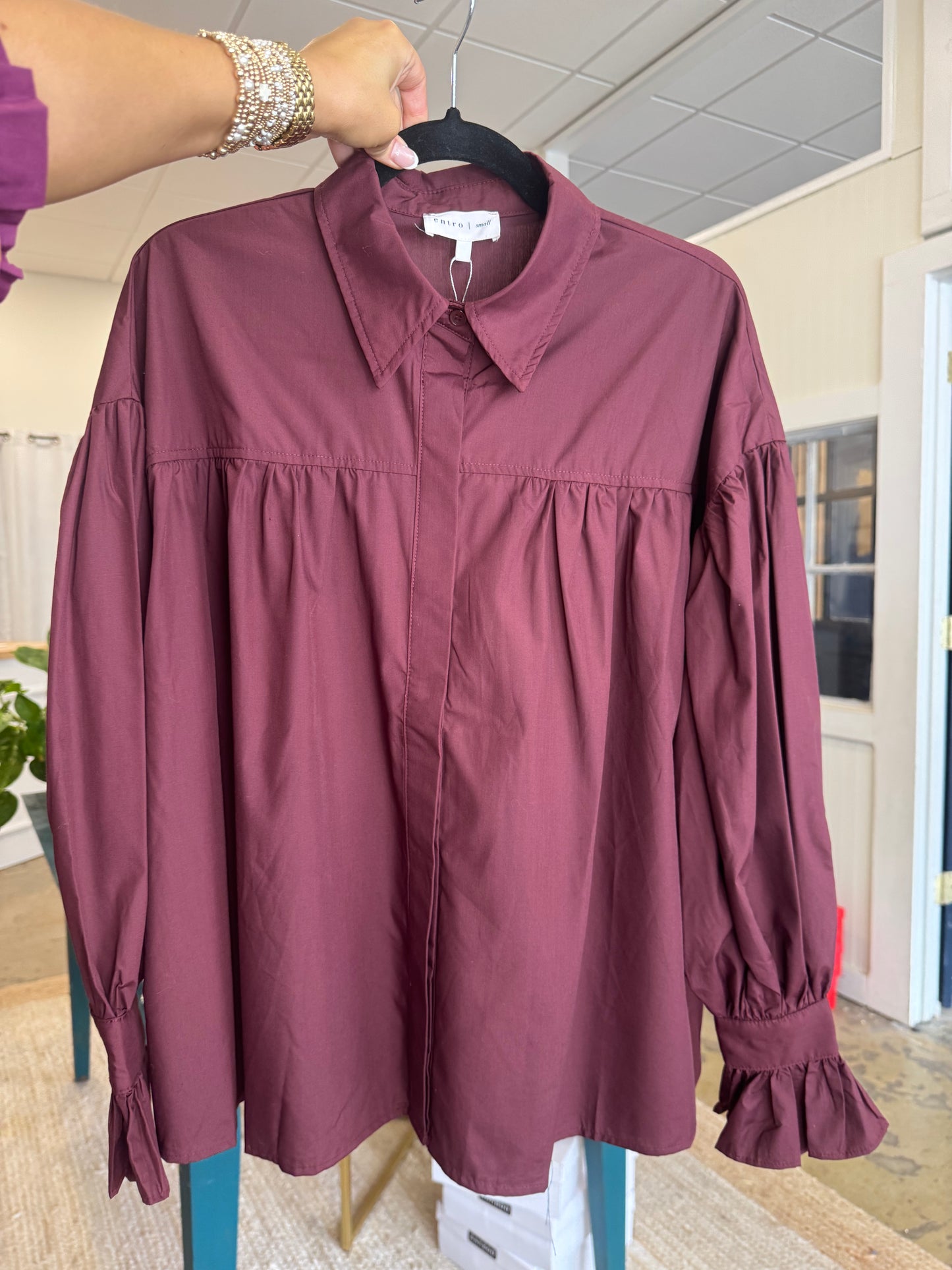Merlot Long Sleeve Blouse