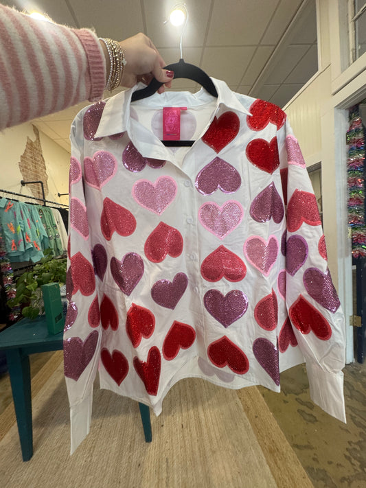 Queen of Sparkles Valentines Collared Shirt