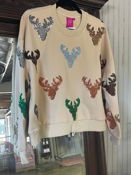 Queen Of Sparkles Deer Sweatshirt