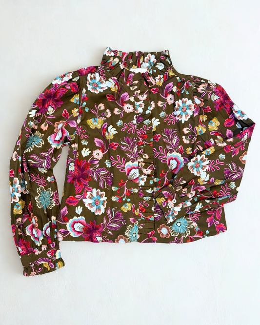 *ONLINE EXCLUSIVE* Olive Floral Button Down Top