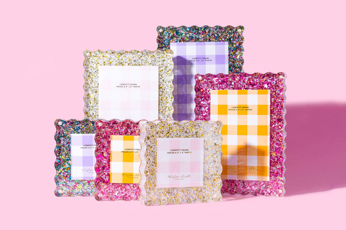 Acrylic  Frame - Medium - Pink Confetti